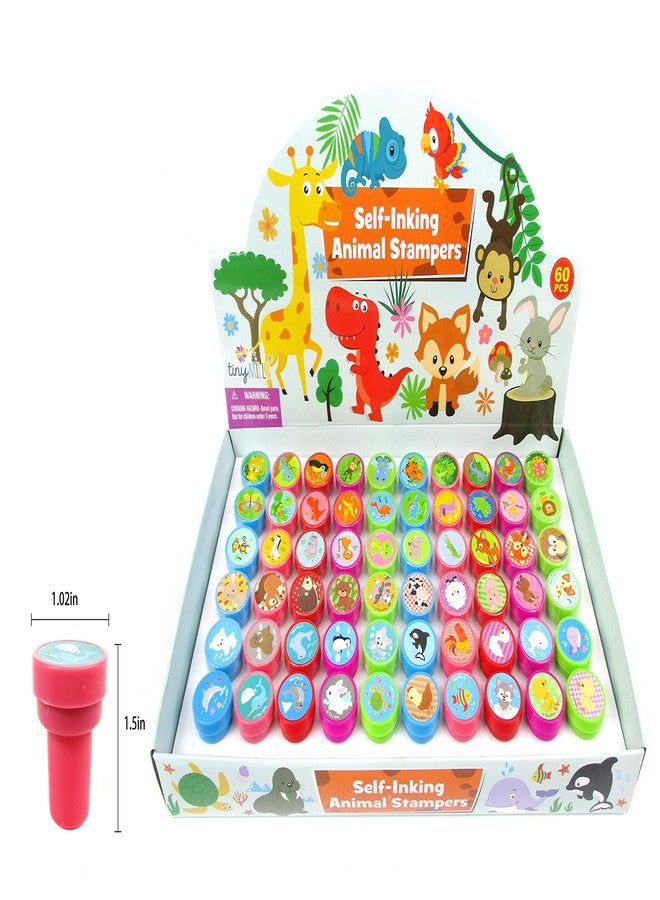 TINYMILLS 60 Pcs Animals Assorted Stampers for Kids with 60 Different Designs Party Favor Goodie Bag Prizes Classroom Rewards Pinata Filler Arts and Crafts for Kids - Image 2