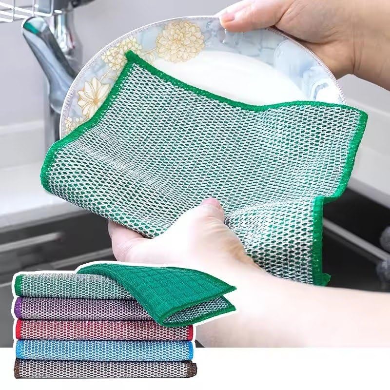 BROOKITCHEN 2in1 Dishwashing Scrub Sponge for Kitchen Pack of 10 Pcs Cleaning Dishes and Cookware - Image 2