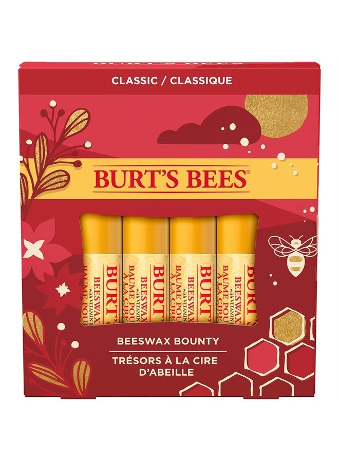 Burt's Bees Christmas Gifts, 4 Lip Balm Stocking Stuffers Products, Beeswax Bounty Classic Set - Beeswax Moisturizing Lip Balm - Image 1