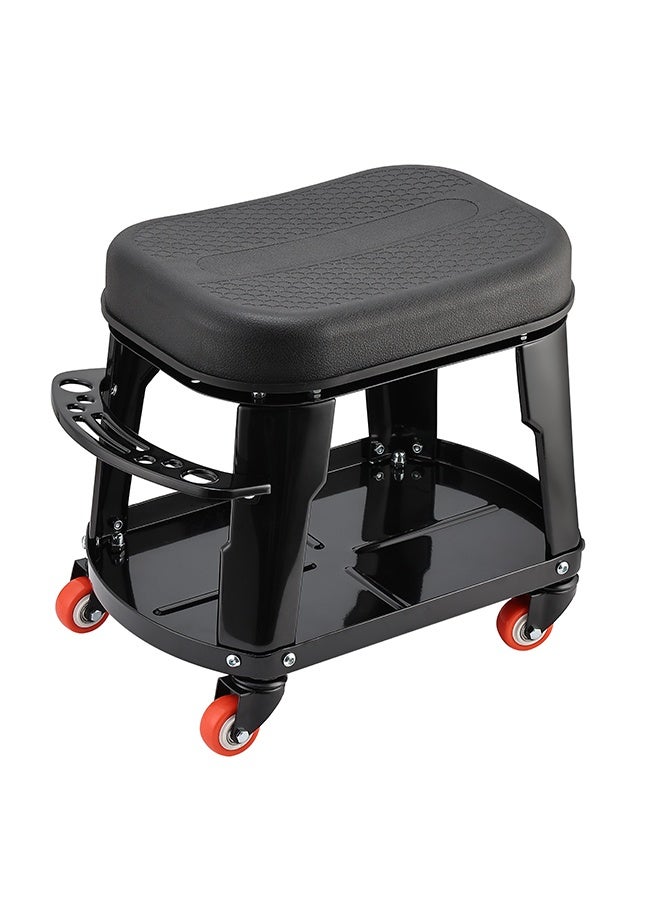 LAWAZIM Garage Mechanic Stool with Storage Tray and Tool Rack - 41.5x27x35cm - Rolling Garage Work Seat with 130kg Capacity and 360° Swivel Caster Wheels - Ideal for Car Detailing, Repairs, Workshops - Image 5