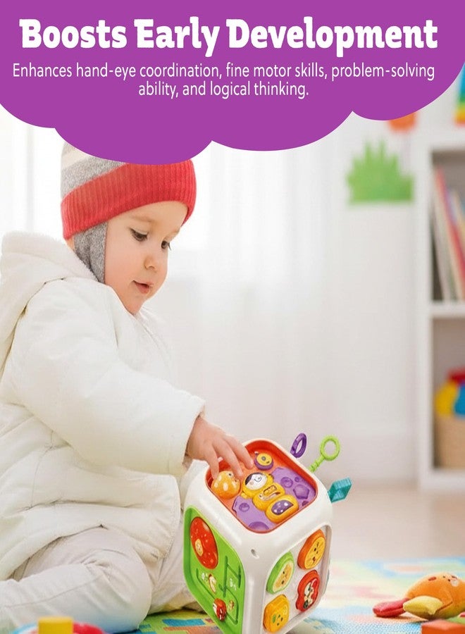 ToyTastic Baby Activity Cube Toy, 6-in-1 Montessori Learning Cube for Toddlers, Sensory Busy Board with Gears, Beads, Shape Sorter & Educational Developmental Toy for Infants 12+ Months - Image 4