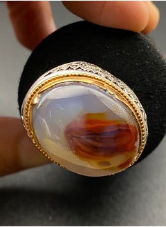Men's ring, original natural Yemeni agate, 925 sterling silver, men's rings, Turkish-made, royal, men's gift, luxury sterling silver, rosary, gifts, luxury men's rosary, royal, Yemeni agate, gemstone set, men's rings, rosary sets, gemstones A12
