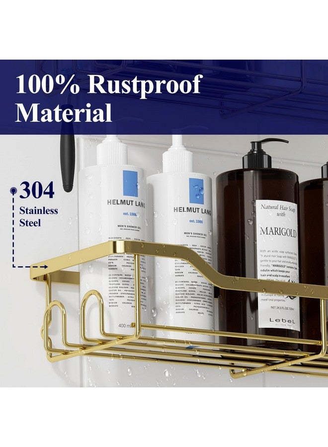 Kitsure Shower Caddy Large - Adhesive Shower Organizer, Stainless Steel Shower Shelf for Inside Shower, No Drill Bathroom Organizers and Storage, Home Decor Accessories, 2 Pack, Gold - Image 3