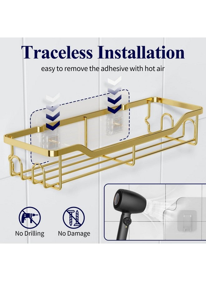 Kitsure Shower Caddy Large - Adhesive Shower Organizer, Stainless Steel Shower Shelf for Inside Shower, No Drill Bathroom Organizers and Storage, Home Decor Accessories, 2 Pack, Gold - Image 5