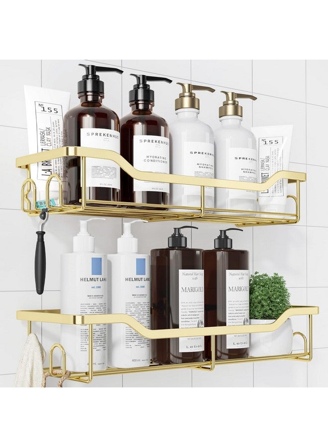 Kitsure Shower Caddy Large - Adhesive Shower Organizer, Stainless Steel Shower Shelf for Inside Shower, No Drill Bathroom Organizers and Storage, Home Decor Accessories, 2 Pack, Gold - Image 1