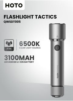 HOTO High Brightness Flashlight, 2300lm Beam, IP68 Waterproof, Dual Power, Emergency Use – QWSDT005  - Image 5