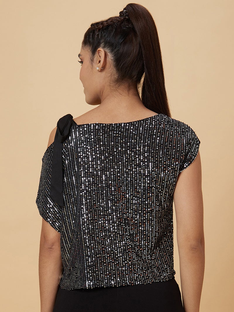 globus Globus Women Embellished Tie-Up Shoulder Party Crop Top  - Image 3