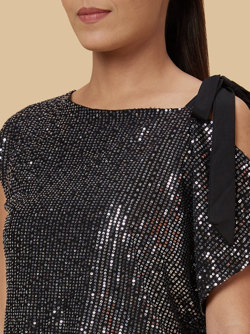 globus Globus Women Embellished Tie-Up Shoulder Party Crop Top  - Image 5