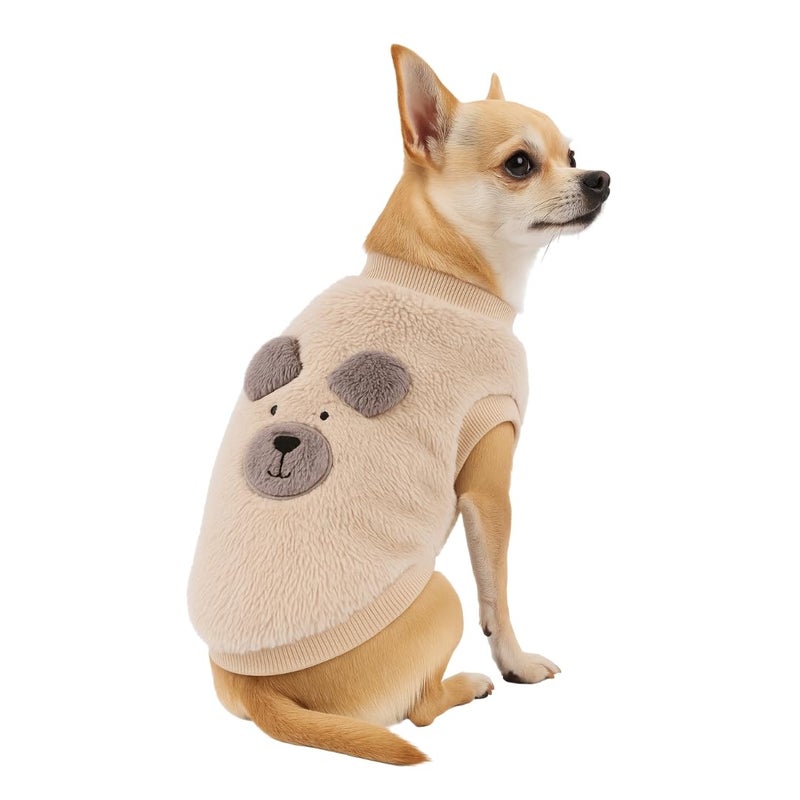 PawCloud Ultra Warm Dog Sweatshirt Teddy Print | Soft Polyester Fur Winter Wear for Pets | Lightweight, Cozy, Machine Washable Dog Winter Clothing | Off White -Extra Small (XS) - 12 inch - Image 1