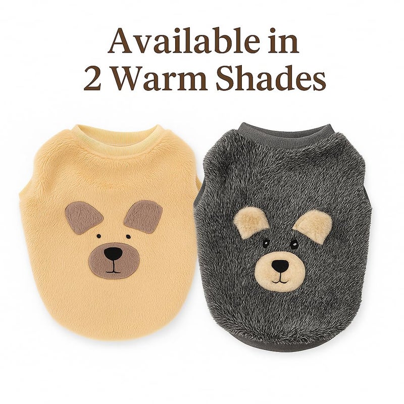 PawCloud Ultra Warm Dog Sweatshirt Teddy Print | Soft Polyester Fur Winter Wear for Pets | Lightweight, Cozy, Machine Washable Dog Winter Clothing | Off White -Extra Small (XS) - 12 inch - Image 5