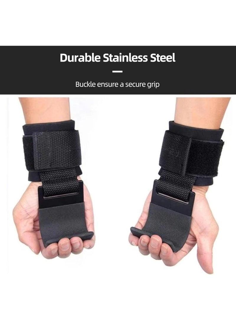 SportQ A pair of weightlifting hooks with wrist support straps, ideal for gym workouts, pull-ups, deadlifts, back and shoulder exercises, and strength training. Gym pull-up bar. - Image 3