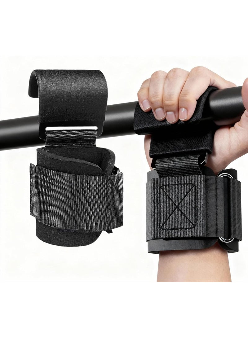 SportQ A pair of weightlifting hooks with wrist support straps, ideal for gym workouts, pull-ups, deadlifts, back and shoulder exercises, and strength training. Gym pull-up bar. - Image 1