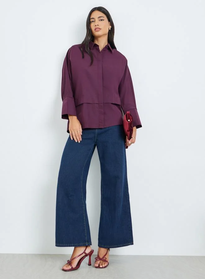 Styli Purple Long Sleeve Oversized Shirt