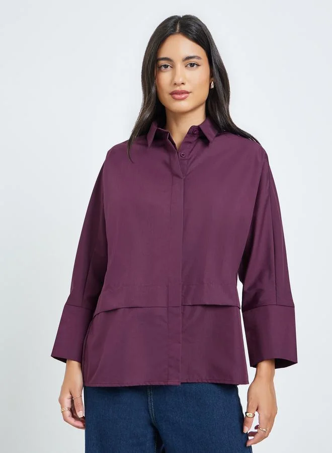 Styli Purple Long Sleeve Oversized Shirt