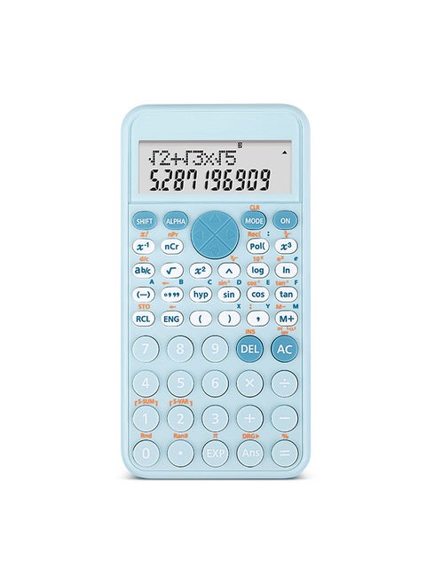 Scientific Calculators Cute Desktop Calculator with 240 Functions 2 Line LCD Screen Ideal for Students School Office Portable to Carry - Light Blue