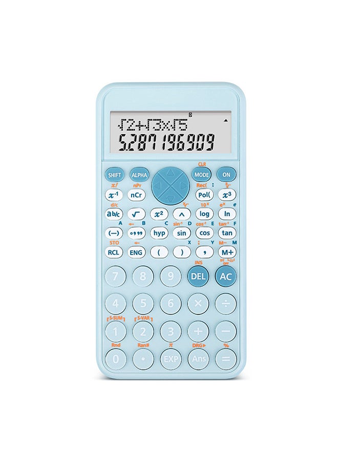 Scientific Calculators Cute Desktop Calculator with 240 Functions 2 Line LCD Screen Ideal for Students School Office Portable to Carry - Light Blue