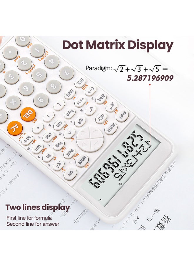 Scientific Calculators Cute Desktop Calculator with 240 Functions 2 Line LCD Screen Ideal for Students School Office Portable to Carry - Light Blue