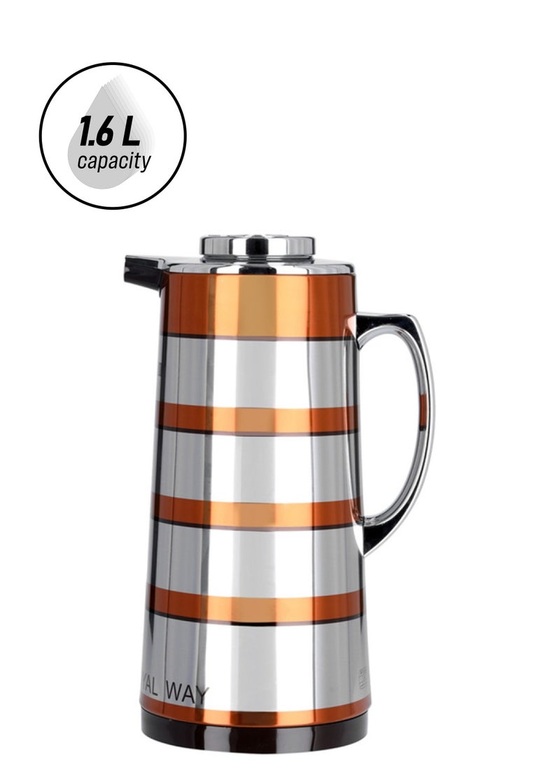 Royalford Double Wall Vacuum Flask Silver/Orange - Image 1