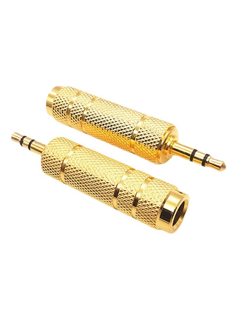 2 Pack 3.5mm Male Plug to 6.35mm Female Socket 1/8 to 1/4 inch Stereo Audio Jack Adapter  - Image 1