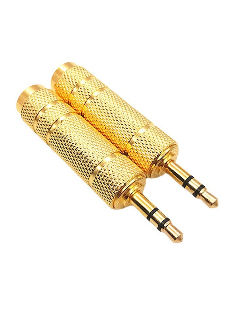 2 Pack 3.5mm Male Plug to 6.35mm Female Socket 1/8 to 1/4 inch Stereo Audio Jack Adapter  - Image 2
