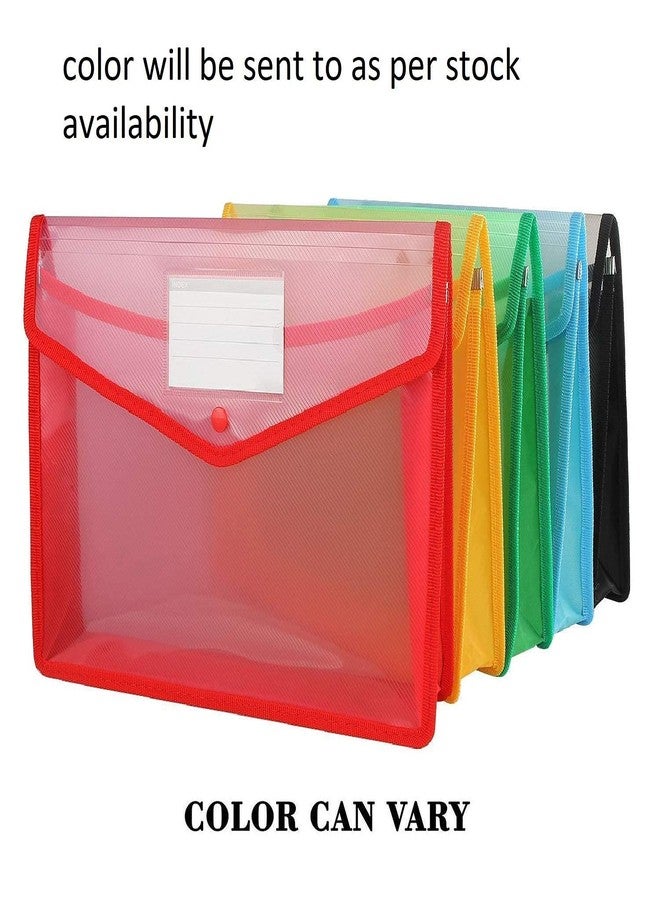 Rangwell Transparent Poly-Plastic A4 Storage Envelope Folder Bag with Snap Button for Documents, File, Certificate -Set of 5 - Image 2