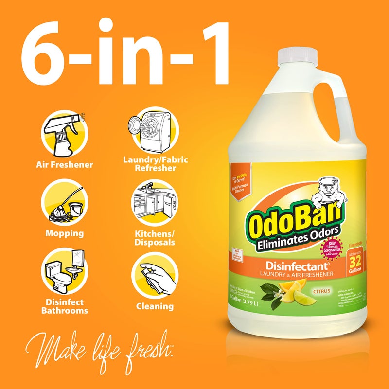 OdoBan Disinfectant Concentrate and Odor Eliminator, 2 Gallons, Citrus Scent - Image 3