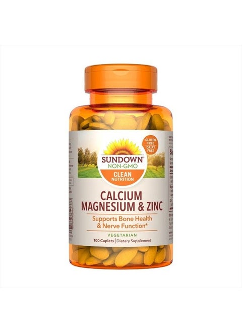 Calcium Magnesium Zinc, For Immune Support, Supports Bone And Nerve Health, 100 Caplets