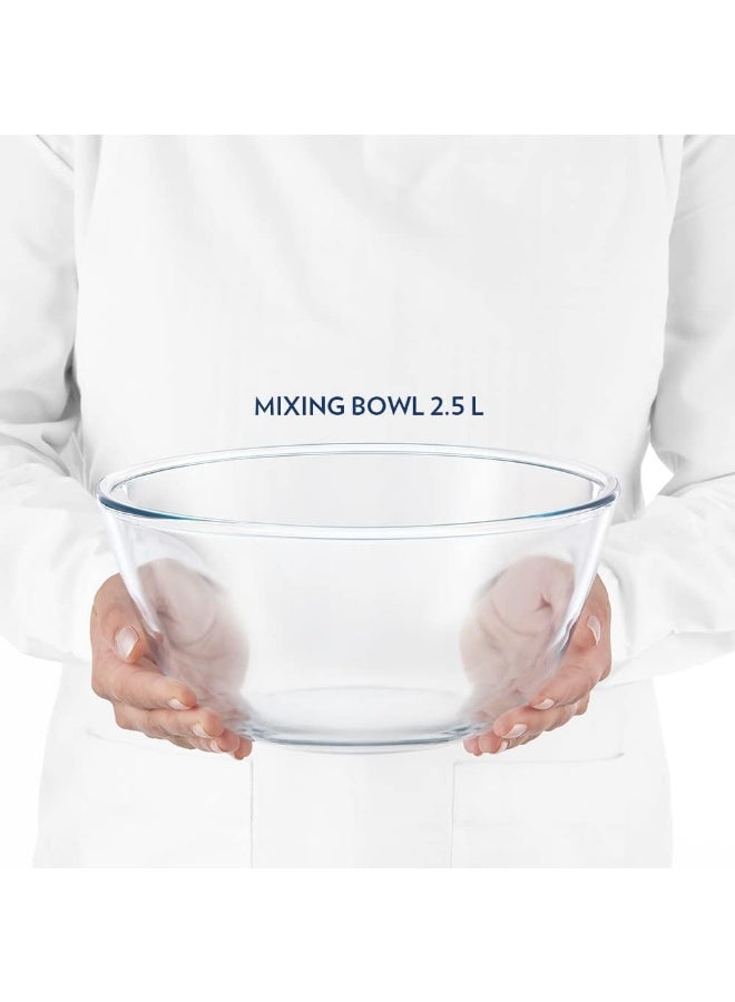 بوروسيل أوعية خلط وتقديم من زجاج بوروسيليكات، وعاء آمن للاستخدام في الفرن والميكروويف، سعة 2.5 لتر، زجاج بوروسيليكات، شفاف - Image 4