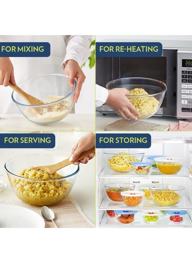 بوروسيل أوعية خلط وتقديم من زجاج بوروسيليكات، وعاء آمن للاستخدام في الفرن والميكروويف، سعة 2.5 لتر، زجاج بوروسيليكات، شفاف - Image 5