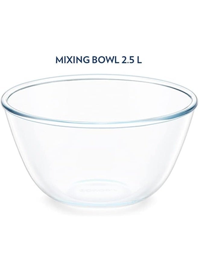 بوروسيل أوعية خلط وتقديم من زجاج بوروسيليكات، وعاء آمن للاستخدام في الفرن والميكروويف، سعة 2.5 لتر، زجاج بوروسيليكات، شفاف - Image 3