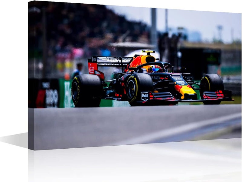 TISHIRON Canvas Wall Art F1 Racing Car Urban Championship World Series Championship Sports Giclee Poster Modern Home Sports Decor for Home Living Room Office Dining Room Framed Ready to Hang - 24"W x 16"H - Image 1
