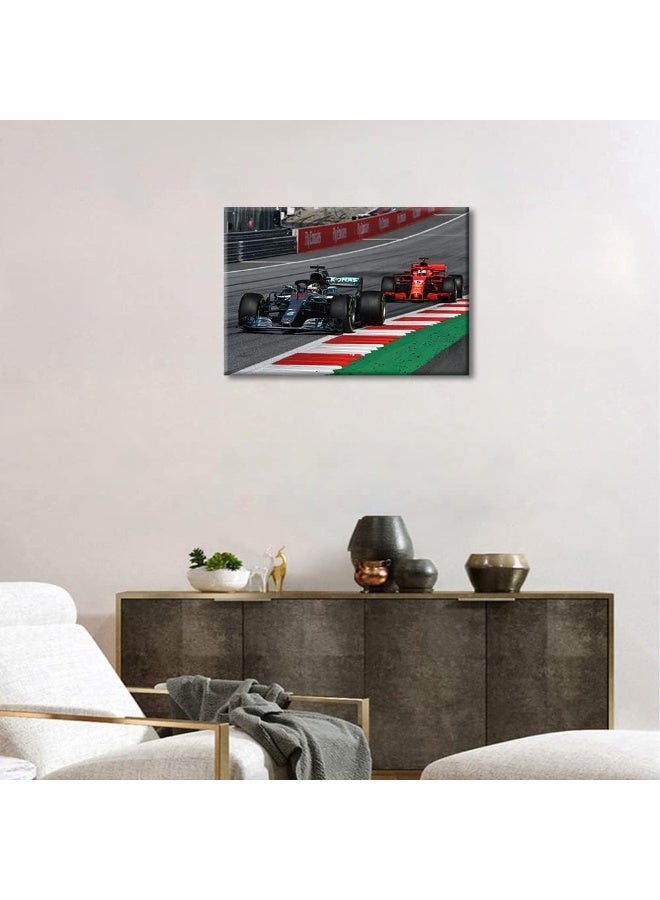 TISHIRON Canvas Wall Art F1 Racing Car Urban Championship World Series Championship Sports Giclee Poster Modern Home Sports Decor for Home Living Room Office Dining Room Framed Ready to Hang - 24"W x 16"H - Image 3