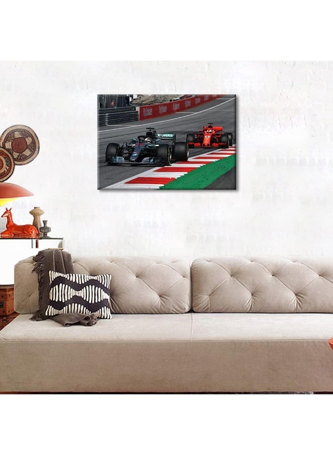 TISHIRON Canvas Wall Art F1 Racing Car Urban Championship World Series Championship Sports Giclee Poster Modern Home Sports Decor for Home Living Room Office Dining Room Framed Ready to Hang - 24"W x 16"H - Image 5