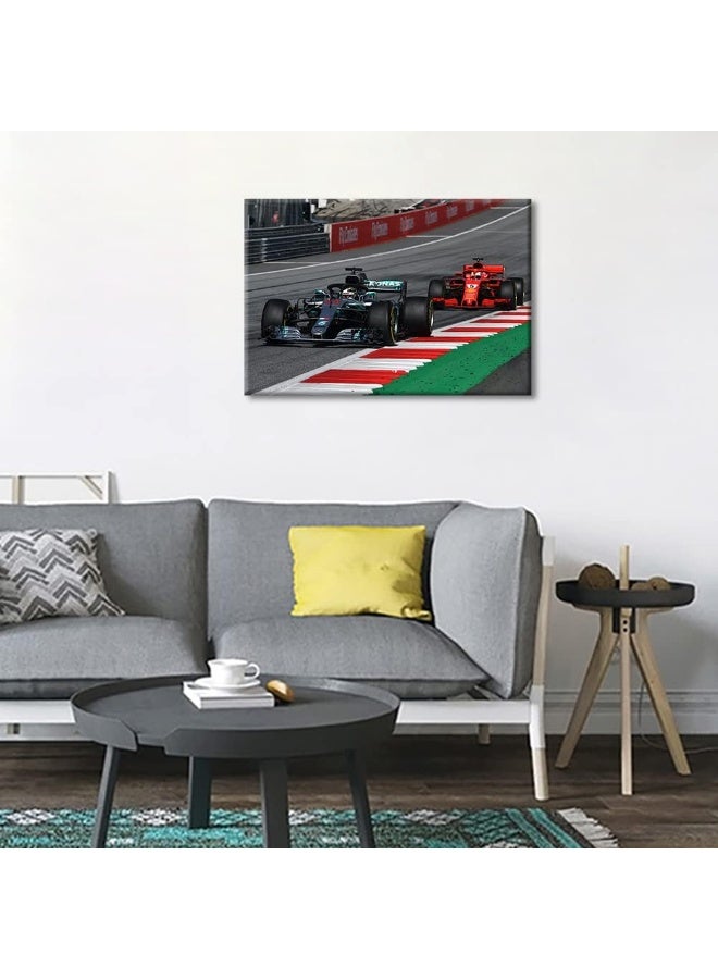 TISHIRON Canvas Wall Art F1 Racing Car Urban Championship World Series Championship Sports Giclee Poster Modern Home Sports Decor for Home Living Room Office Dining Room Framed Ready to Hang - 24"W x 16"H - Image 4