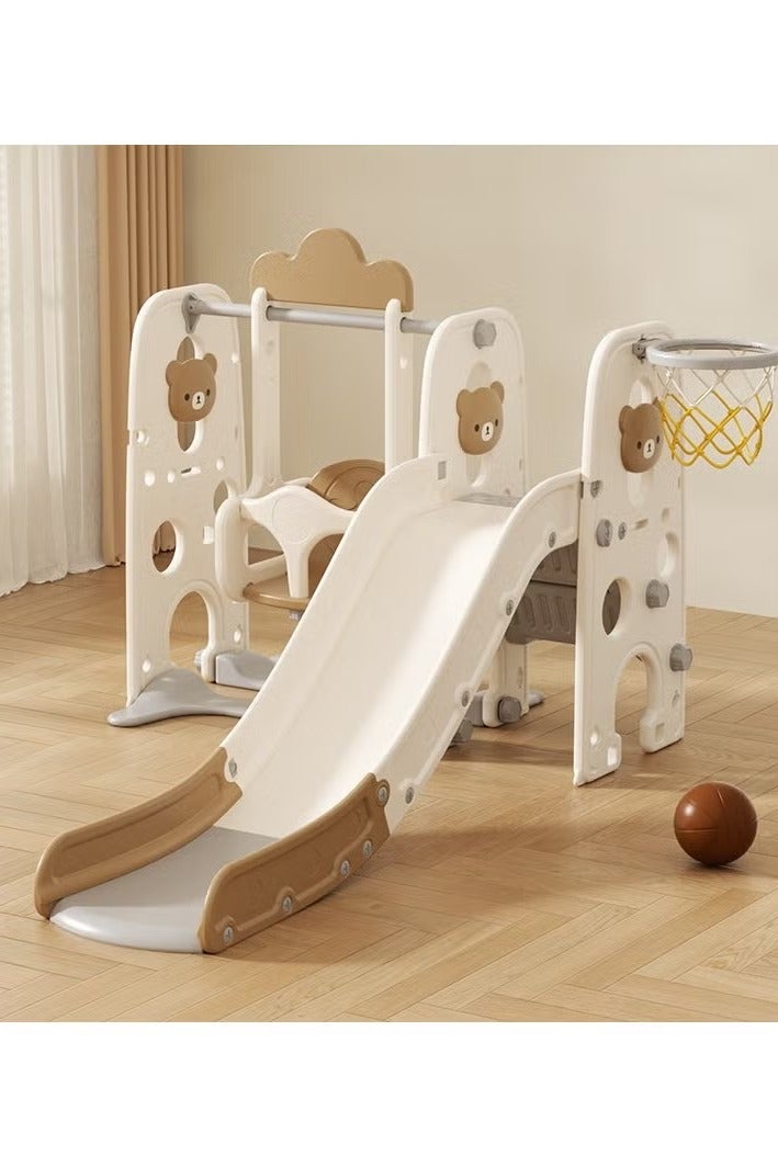 فول جوي مجموعة زحليقة وأرجوحة مع حلقة كرة سلة 3*1 للأطفال،مجموعة ملعب داخلي وخارجي للأطفال الصغار،مجموعة ألعاب تسلق للأطفال - Image 2