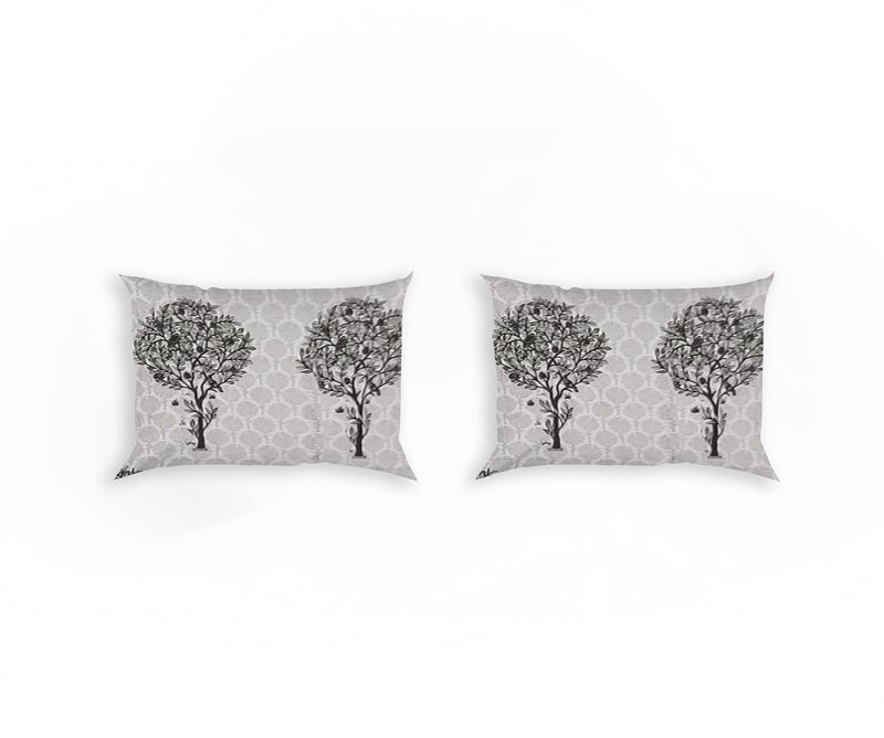 Temoli® Premium Cotton Elastic Fitted Bedsheet King Size 72X78X8 Inch with 2 King Size Pillow Covers 18x28 Inch (Tree-Grey) - Image 2