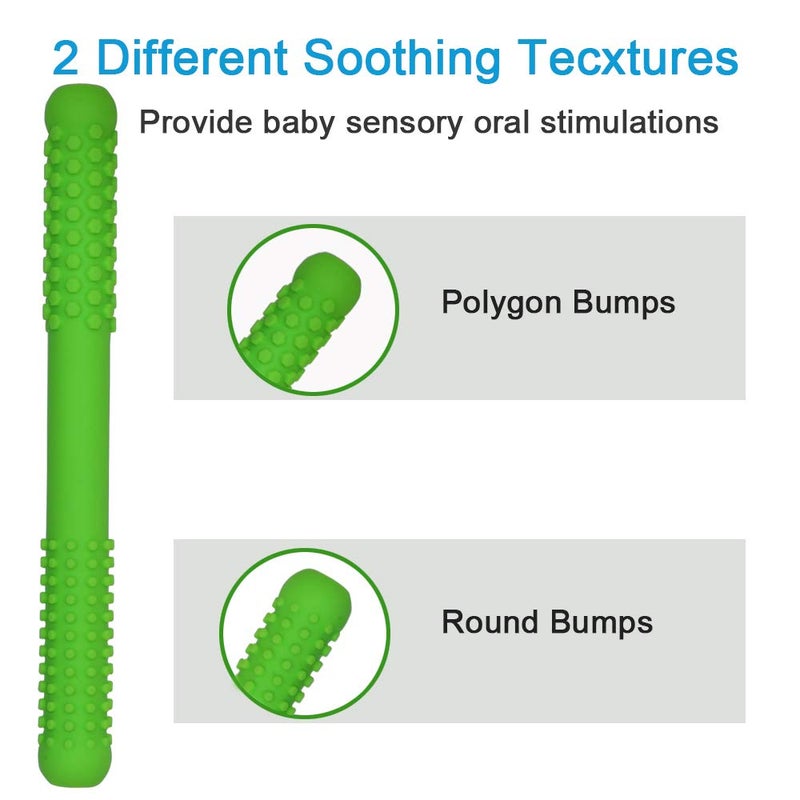 Atsky Hollow Teething Tubes Toys for Babies Girls Boys, 6 Pack Silicone Baby Teether Toy Tube for Infants with Nursing Biting Chewing, Chew Straws for Toddlers 6-12 Months (Style A) - Image 3