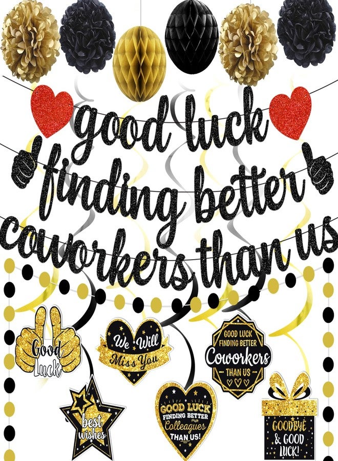 MZ.ogm Black Good Luck Finding Better Coworkers Than Us Banner Going Away Party Decorations Coworker Leaving Decorations We Will Miss You Decorations for Farewell Decorations Party - Image 1