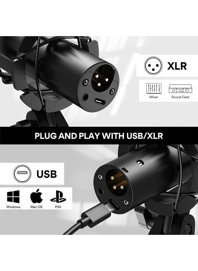 ماونو ميكروفون ديناميكي للبودكاست USB/XLR، مجموعة ميكروفون استوديو مع وحدة تحكم في الصوت، حامل صدمة، فلتر صوت، مثالي للتسجيل الصوتي وآلات الموسيقى، التعليق الصوتي، والبث المباشر (HD300T) - Image 3