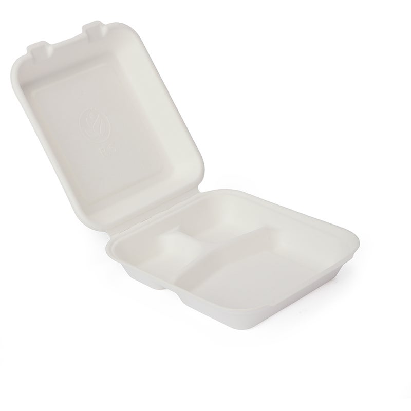 Eco-friendly Paper To-Go Box, Square, Partitioned - Image 1