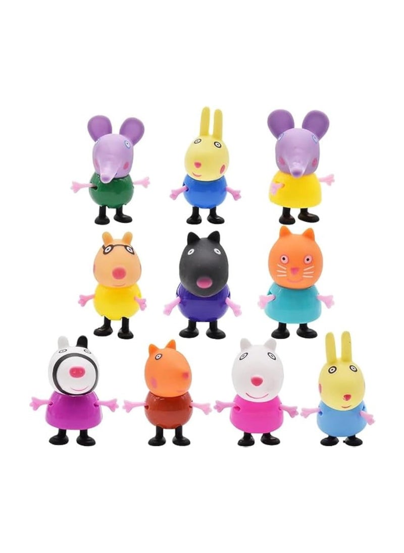 TOY GARDEN 10 Pcs Peppa Figures Set – Cupcake Toppers for Birthday & Baby Shower Party Supplies, Cake Decorations | Multicolor Figurines for Girls & Women  - Image 1