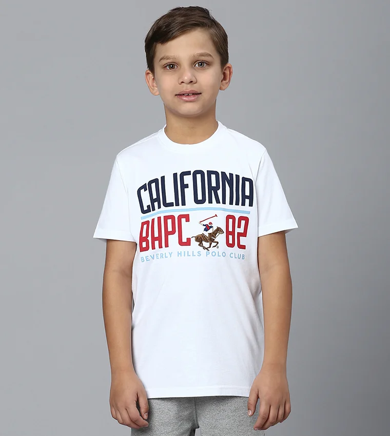 BEVERLY HILLS POLO CLUB Boys Typography Printed Cotton T-shirt