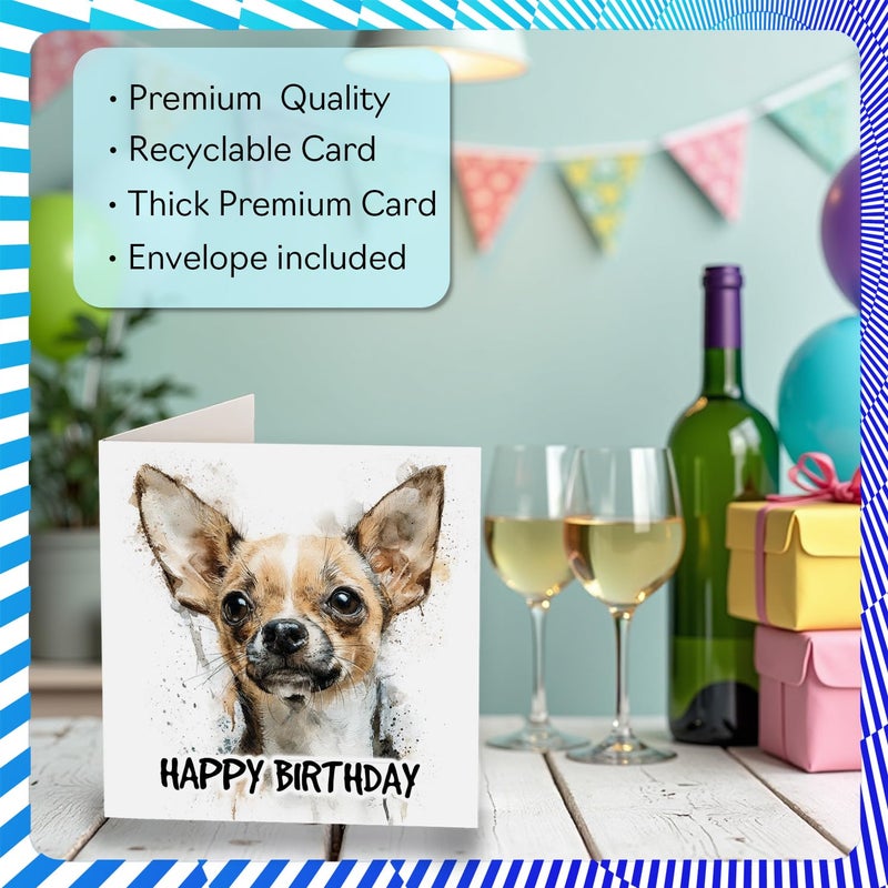 Stuff4 Chihuahua Birthday Card for Men Women - Dog Breeds - Happy Birthday Card for Sister Aunt Uncle Neighbor  5.7 Inch Bday Greeting Cards - Image 3