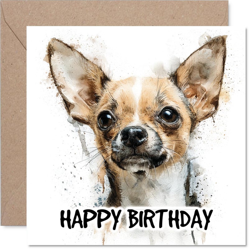 Stuff4 Chihuahua Birthday Card for Men Women - Dog Breeds - Happy Birthday Card for Sister Aunt Uncle Neighbor  5.7 Inch Bday Greeting Cards - Image 1