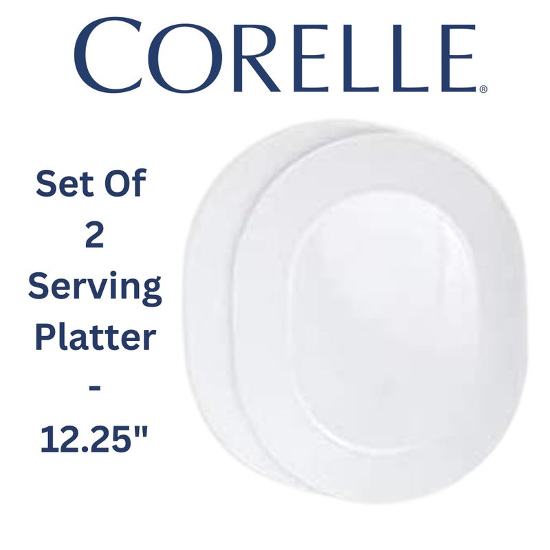 Corelle 12-1/4-Inch Serving Platter, Winter Frost White - 2-Pack with 2-Quart Serving Bowl, Winter Frost White 2PK - Bundle Set of 4 - Image 2