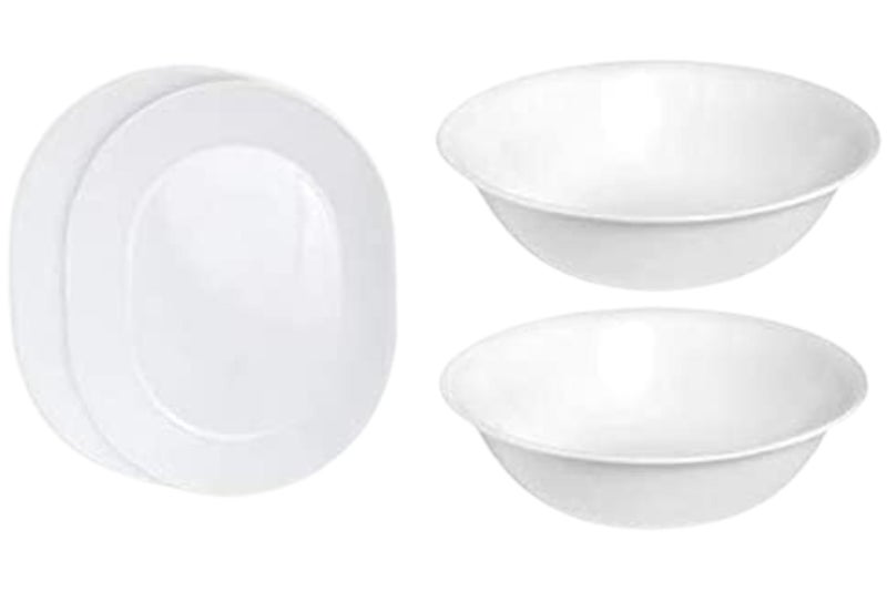 Corelle 12-1/4-Inch Serving Platter, Winter Frost White - 2-Pack with 2-Quart Serving Bowl, Winter Frost White 2PK - Bundle Set of 4 - Image 1
