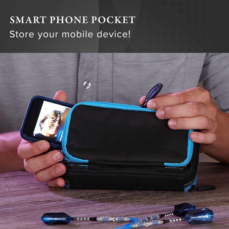 CASEMASTER Plazma Plus, 3 Dart Case for Soft and Steel Tip Darts Features Large Front Mobile Device Pocket, Built-in Storage Tube and Pockets for Flights, Tips, Shafts, and Personal Items - Image 5
