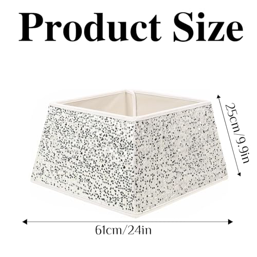 XmasExp Christmas Tree Collar 24 inch Sequin Tree Skirt Stand Base Cover for Home Decor Medium Size 4 Piece White - Image 3