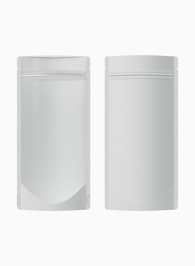 QQ Studio Pack of 100 Translucent Front Matte White Poly Plastic Resealable Bags (8.4oz (6" x 9"), White Stand-Up Pouch) - Image 1
