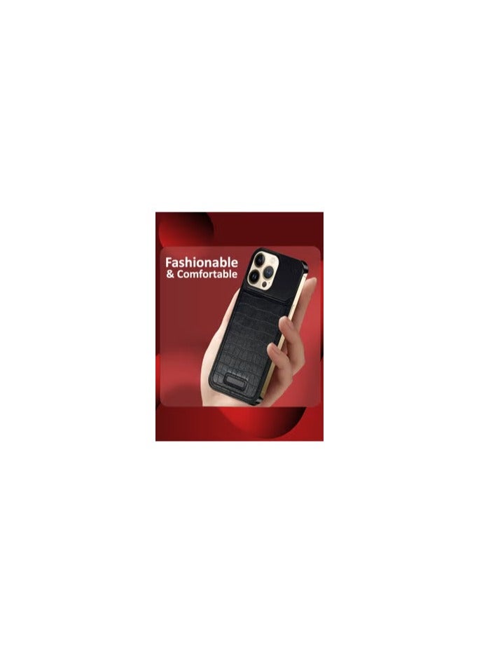 CATANES iPhone 13 Pro Max Case Leather Metal Design, Slim Lightweight Minimalist Cover - Image 2